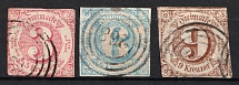 1862 Thurn and Taxis, German States, Germany (Mi. 32 - 34, Used, CV $80)