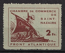 1945 2Fr Saint-Nazaire, German Occupation of France, Germany (Mi. 2, Signed, CV $390)