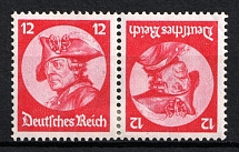 1933 12pf Third Reich, Germany, Tete-beche, Se-tenant, Zusammendrucke (Mi. K 18, CV $30)