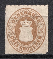 1867 3gr Oldenburg, German States, Germany (Mi. 19 B, CV $70)