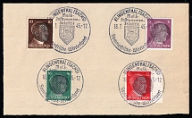 1945 KLINGENTHAL Local Issue 6pf - 16pf on piece, Germany, Overprint on Hitler's head (Commemorative Cancellation)