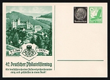 1936 'German Philatelists' Day. All German-Speaking Postage Stamp Collectors United and United in One Union!', Propaganda Postcard, Third Reich Nazi Germany