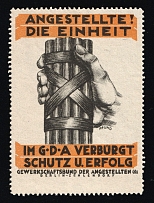 1933-1945 'Employees! The Unity in the G-D-A Guarantees Protection and Success Union Federation of Employees Berlin Zehlendorf', Propaganda Label Stamp, Third Reich Nazi Germany