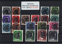 1945 HERTHAU Local Issue 1pf - 80pf, Germany, Overprint on Hitler's head (MNH)