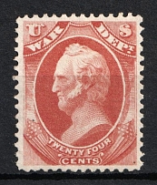 1873 24c Winfield Scott, Official Mail Stamps 'War', United States, USA (Scott O91, Rose, CV $40)