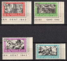 Belgian Flemish Legion, Germany (Mi. XXI - XXIV, Unissued stamps, Full Set, Margins, Sheet Inscriptions, Plate Numbers on the Backside)