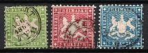 1863-64 Wurttemberg, German States, Germany (Mi. 25 - 27, Used, CV $120)