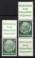 1940-41 Third Reich, Germany, Se-tenants, Zusammendrucke (Mi. S 207.1, S 208.1, CV $70)