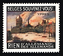 1933-1945 'Belgians Remember!.. Nothing German!.. Germans', Anti-German Propaganda Label Stamp, Belgium