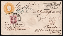 (17 Sep) Prussia, German States, Germany, Postal Stationery Cover from Berlin to Wroclaw with Wax Seals on the Back franked with 1sgr (Mi. 6 a, CV $100)