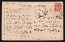 1906 'Astrakhan-Nizhny 'д' Parohod' Steamship mail postcard to Troitsk (Mandrovsky В-IVа-2)