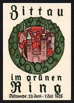 1935 'Bittau in the Green Ring Festival Week 29 June - 7 July 1935', Propaganda Postcard, Third Reich Nazi Germany