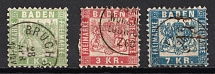 1868 Baden, German States, Germany (Mi. 23 - 25, Canceled, CV $80)