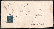 1859 (24 May) Saxony, German States, Germany, Cover from Schellenberg to Dresden franked with 2ngr with Wax Seals on the back (Mi. 10, CV $80)