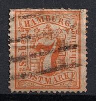 1864 7s Hamburg, German States, Germany (Mi. 17, Used, CV $200)