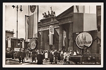 1936 'Brandenburg Gate La Porte de Brandebourg', Propaganda Postcard, Third Reich Nazi Germany