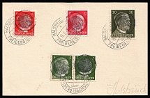 1945 HALSBRUCKE Local Issue 5pf - 30pf on piece, Germany, Overprint on Hitler's head (Canceled)