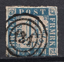 1864 1 1/4s Schlezwig, German States, Germany (Mi. 7, Signed, Canceled, CV $40)