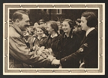 1939 'Adolf Hitler. Meeting with students', Propaganda Postcard, Third Reich Nazi Germany