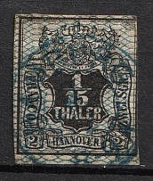 1856-57 1/15th Hannover, German States, Germany (Mi. 11, Canceled, CV $130)