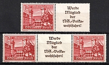 1939 Third Reich, Germany, Se-tenants, Zusammendrucke, Pair (Mi. W 142 - W 143, CV $50)