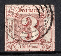 1861 3sgr Thurn and Taxis, German States, Germany (Mi. 17, Used, CV $100)