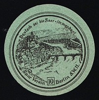 1933-1945 'German Be with Saar Always! Saar Association Berlin', Propaganda Label Stamp, Third Reich Nazi Germany