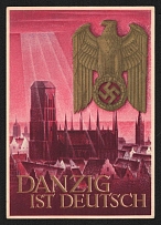 1939 'Danzig is German', Propaganda Postcard, Third Reich Nazi Germany