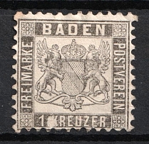 1862-67 1kr Baden, German States, Germany (Mi. 17, CV $30)