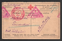 1918 Omsk Censorship, WWI Censored POW postcard from Tomsk to Austria with violet round censor handstamp 'Military Censor DC 1' and Vienna cs