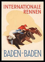 1933-1945 'International races Baden-Baden', Propaganda Postcard, Third Reich Nazi Germany