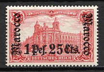 1905 1p 25c on 1m German Offices in Morocco, Germany (Mi. 30 A, MNH, CV $470)