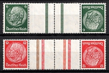 1940-41 Third Reich, Germany, Gutter Tete-beches, Se-tenant, Zusammendrucke (Mi. KZ 22.5.1, KZ 23.3.3, CV $40, MNH)