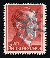 1945 PERLEBERG Local Issue 3RM, Germany, Overprint on Hitler's head (PROOF, Signed, MNH)