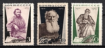 1935 The 25th Anniversary of Tolstoy's Death, Soviet Union, USSR, Russia (Zv. 433A - 435A, Perforation 13.75, Full Set, CV $55)