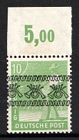 1948 10pf British and American Zones of Occupation, Germany (Mi. 39 I K, INVERTED Overprint, Margin, Plate Number, Signed, MNH)