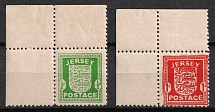 1941-42 Jersey, German Occupation, Germany (Mi. 1 x - 2 x, Full Set, Corner Margins, CV $30, MNH)