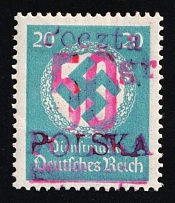 1945 50gr on 20pf Legnica Local Issue on German Official Stamp, Poland (Fischer 4, CV $80)