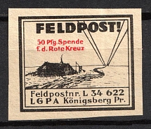 1937-45 50pfg Konigsberg, Air Force Post Office LGPA, Red Cross, Military Mail Field Post Feldpost, Germany