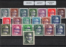 1945 MEISSEN Local Issue 1pf - 1RM, Germany, Overprint on Hitler's head (Mi. 2 - 21, Full Set, Blue Overprint, Signed, CV $460, MNH)