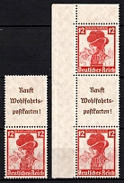 1935 Third Reich, Germany, Se-tenants, Zusammendrucke (Mi. S 239, S 242, Corner Margin, CV $70)