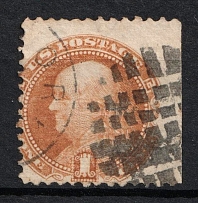 1869 1c Franklin, United States, USA (Scott 112, Brown Orange, SHIFTED Perforation, Used, CV $130)