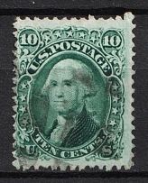 1861 10c Washington, United States, USA (Scott 68a, Dark Green, Used, CV $85)