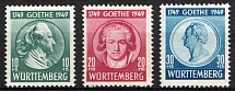 1949 Wurttemberg-Hohenzollen, French Zone of Occupation, Germany (Mi. 44 I - 46, Full Set, CV $50, MNH)