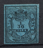 1854 1/30th Oldenburg, German States, Germany (Mi. 2 III, Used, CV $50)