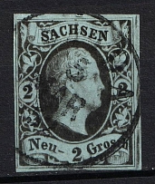 1851-55 2ngr Saxony, German States, Germany (Mi. 5, Canceled, CV $120)