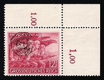 1945 LOBAU Local Issue 12pf, Germany (Corner Margin, Plate Numbers, Signed, MNH)