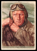 1940 'Reconnaissance pilot', Propaganda Postcard, Third Reich Nazi Germany