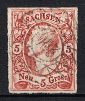 1856-63 5ngr Saxony, German States, Germany (Mi. 12, Used, CV $100)