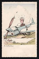 1936-1944 'Pilot humor' Military Caricature Propaganda Postcard, Third Reich Nazi Germany